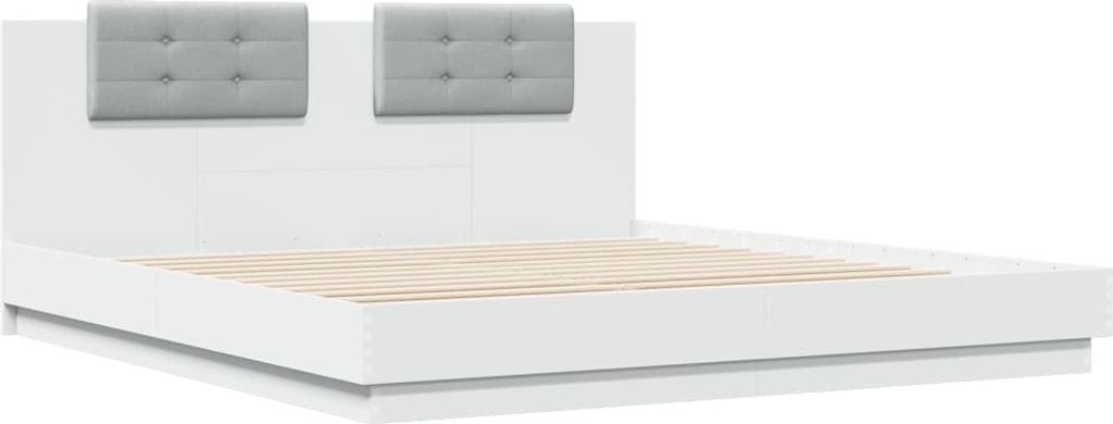Bettgestell mit Kopfteil Weiß 160x200 cm Holzwerkstoff