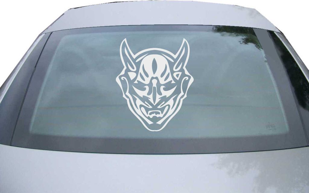 Indigos UG - Aufkleber Heckscheibe & Motorklappe DE2277 - silber - 600x500 mm - Teufel - Auto Scheiben Fenster Heckklappe Tuning Racing JDM - Die cut
