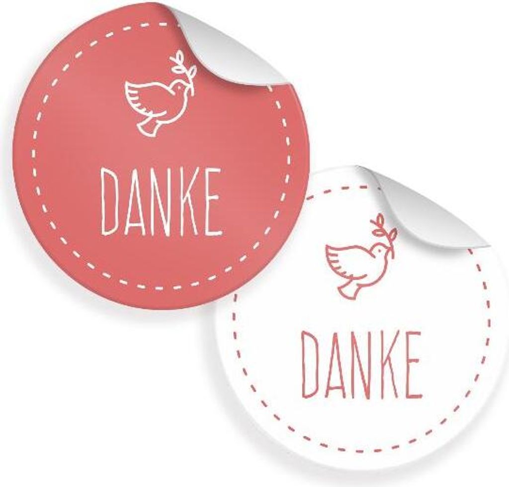 24x Sticker Taube Danke (Motiv 41) 4cm Aufkleber Taufe Kommunion Konfirmation Ho
