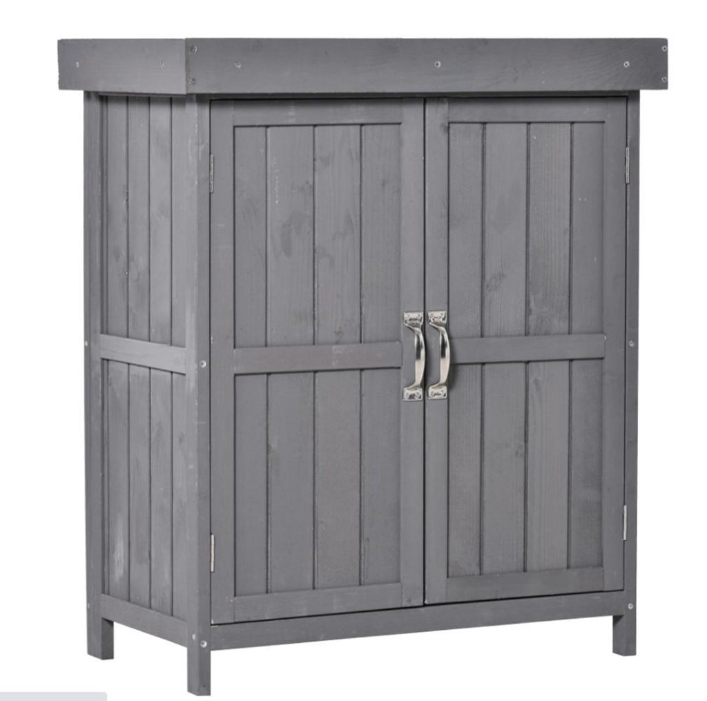 Garten-Geräteschrank, Gerätehaus Doppeltür, Klappdeckel, 2 Regalfächer, wetterfest,74 x 43 x 88cm