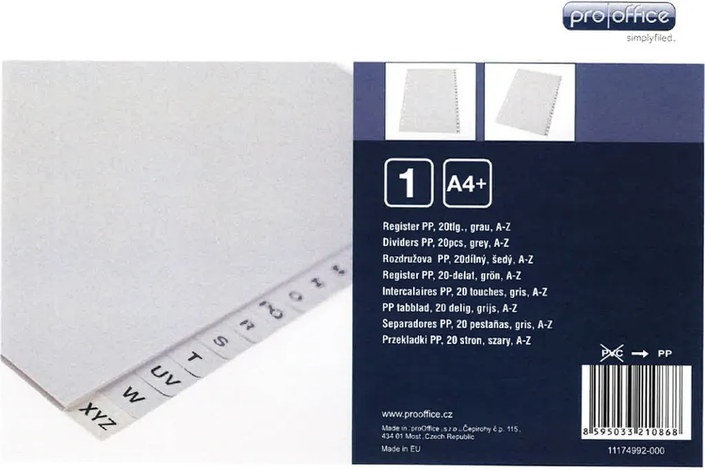 Intercalaires A-Z Format A4 pour Organiser vos Archives et Dossiers Gris