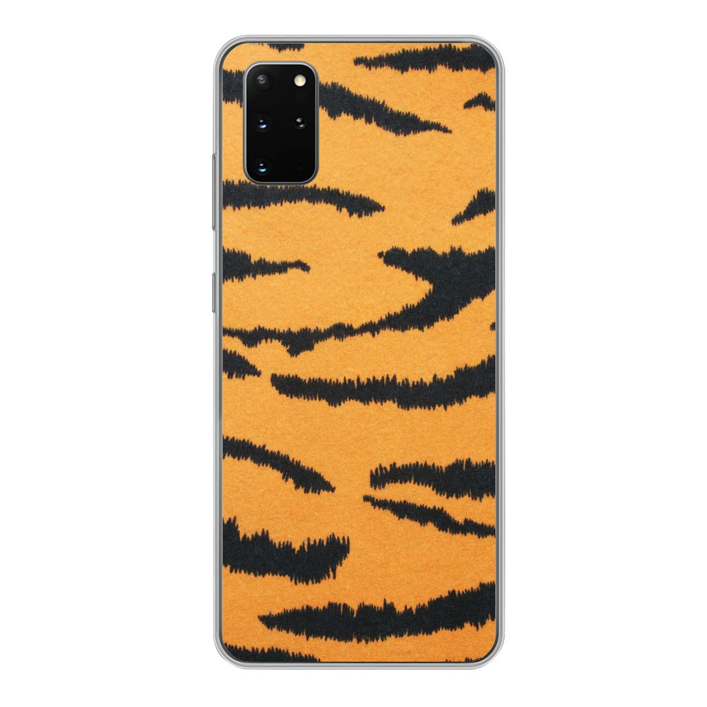 MuchoWow Handyhülle Schutzhülle Hülle für Samsung Galaxy S20 Plus Tigerdruck - Braun - Orange Silikon Softcase Handy Hülle - Hartschale