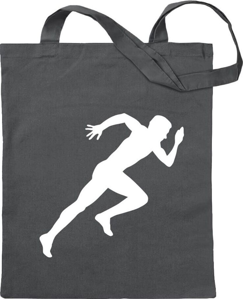 Kiwistar - Baumwolltasche - stahlgrau - Läufer Marathon Sprint - Tragetasche Stoffbeutel Umhängetasche Langer Henkel