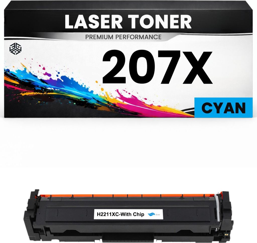 XXL Toner 207X Cyan für HP kompatibel W2211X Premium Alternative für HP Color LaserJet Pro M255dw, M282, 283fdw