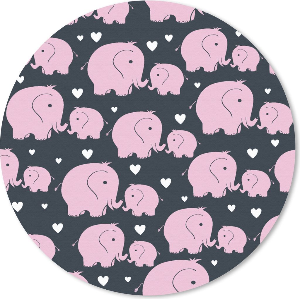 MuchoWow Mauspad Mousepad Elefant - Herz - Muster 50x50 cm - Mousepads - Maus Mat - Pad - Mausunterlage - Vinyl