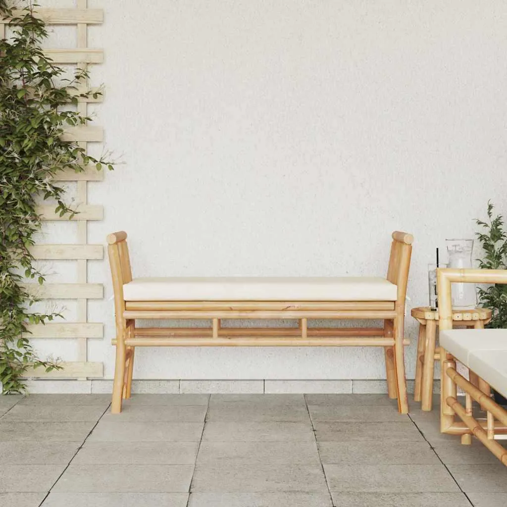 Banc de jardin avec coussins marron en bambou pour balcon vidaXL - 3