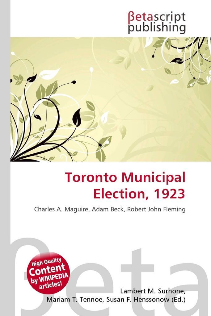 Toronto Municipal Election, 1923