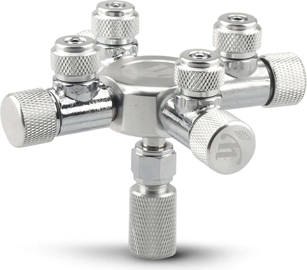 Aquarium CO2 Splitter Regulator Verteilernadel Feinregulierventil fuer CO2-Regulator mit 4-Wege-Auslaessen
