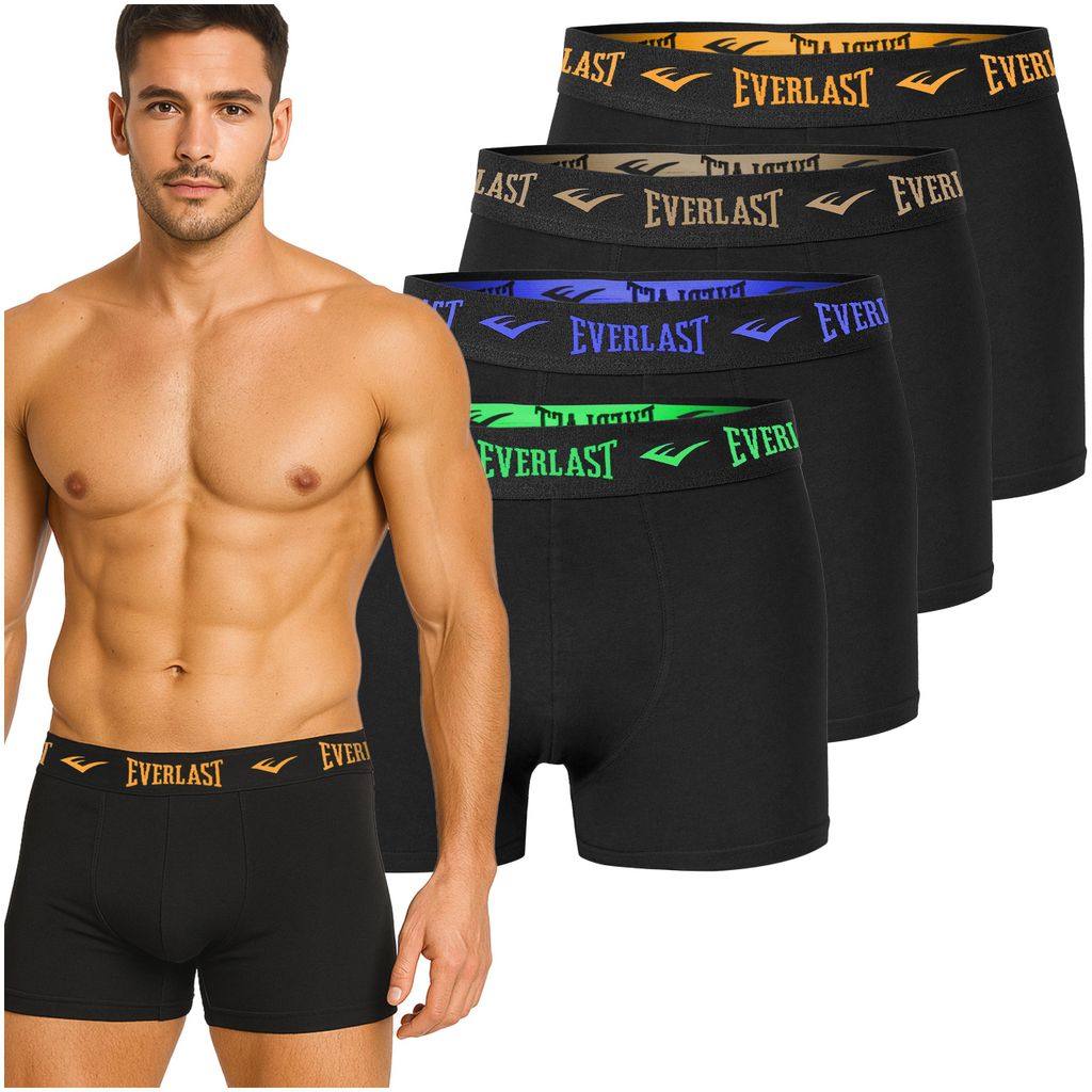 EVERLAST Boxer da Uomo 4 Pezzi Intimo Nero in Cotone con Immagine del prodotto 