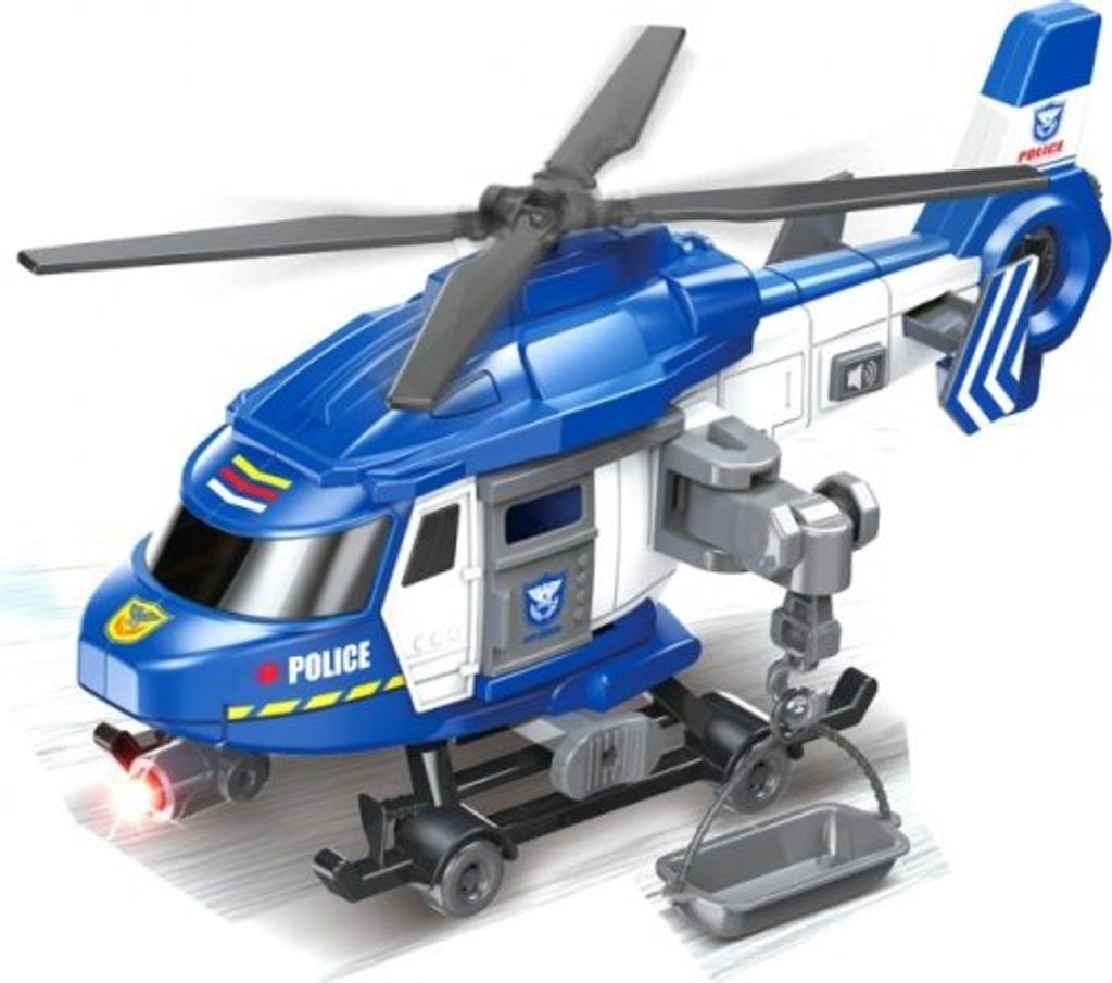 Polizei Spielzeug-Hubschrauber 1:16 mit Geräusch- und Lichteffekten, Schwungradantrieb