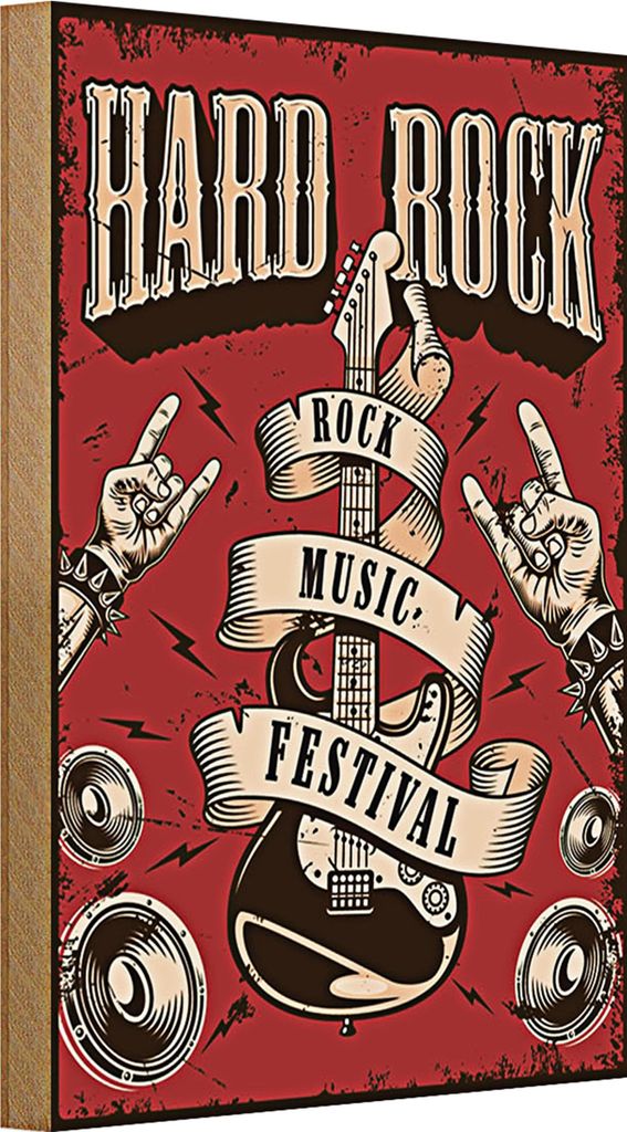 Holzschild Retro 20x30cm hard Rock Music festival