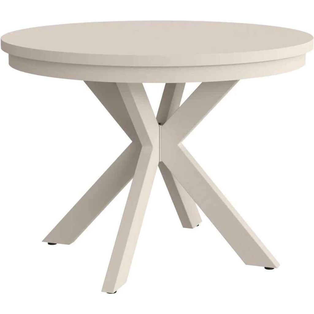 BEAUTYSOFA | Runder Esstisch BILBAO Ø 100–180 cm ausziehbar – Moderne Metallbeine, runder Küchentisch & Esszimmertisch in Kaschmir/Kaschmir