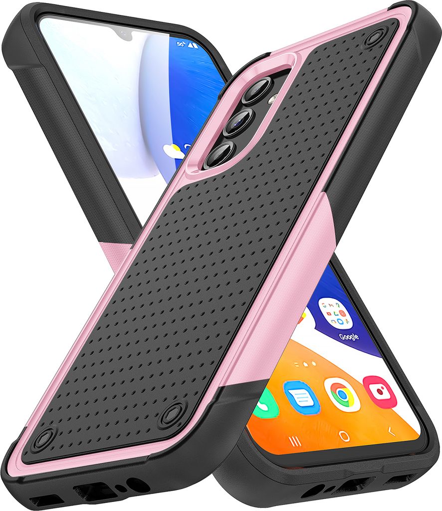 Für Samsung Galaxy A14 5G Hülle Militärqualität Stoßfest Hybrid 2 in 1 Hart PC Weich TPU Handyhülle Pink Schwarz