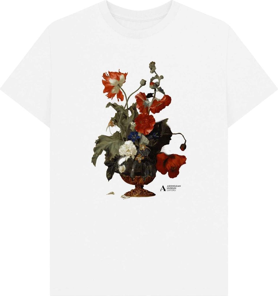 Ashmolean Museum - "A Vase Of Flowers" T-Shirt für Herren/Damen Uni PN1978 (S) (Weiß)