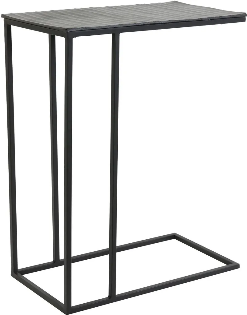 Table de chevet haute ou support plante Macy noir mat 48x26x60 cm