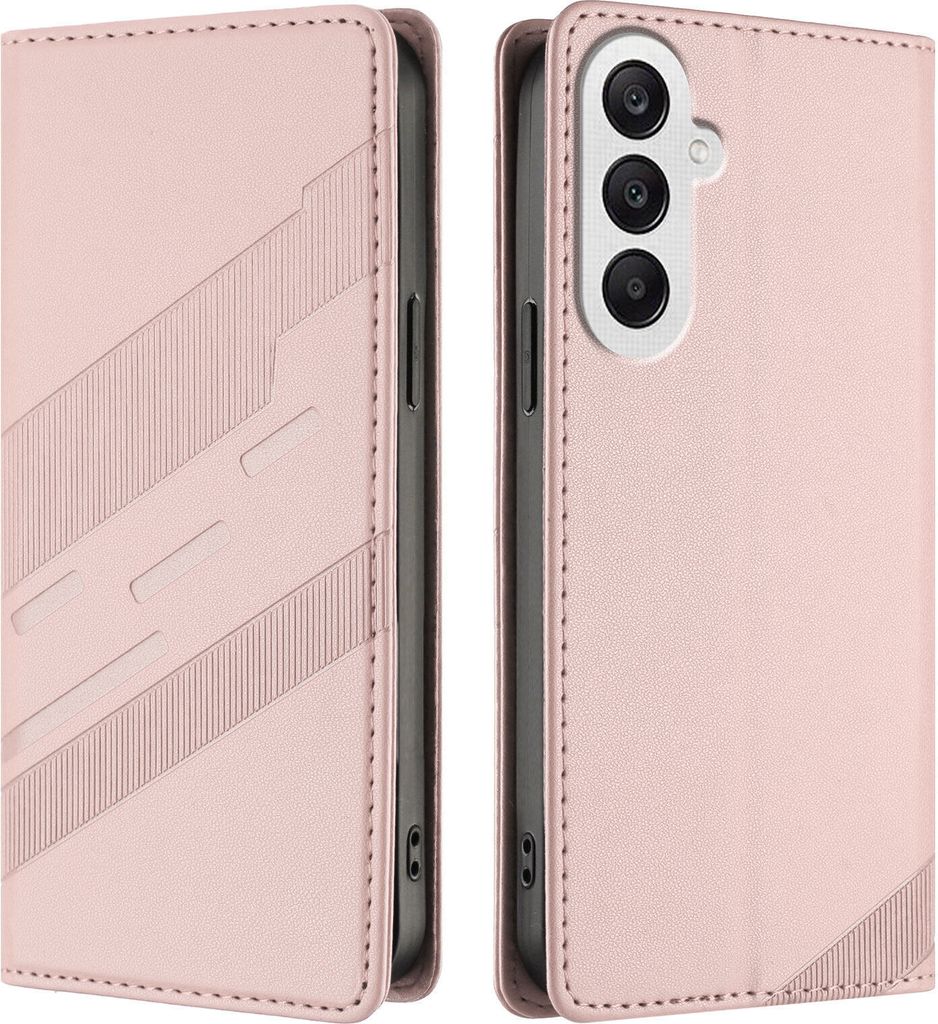 Hülle für Samsung Galaxy A25 5G, Kunstleder Brieftaschen Handyhülle mit Kartenfach und Standfunktion Pink