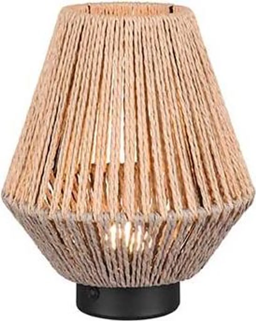 Lampe de chevet LED marron style rotin sans fil pour salon et chambre