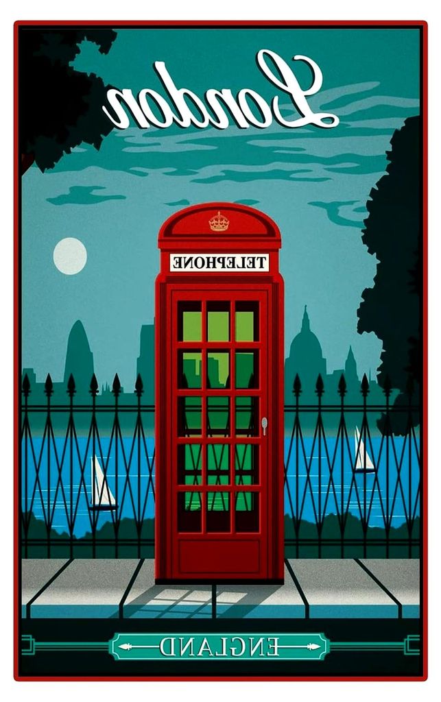 Metallblechschild 20x30 cm England Telefonzelle UK London Dekoration für Bar und Kneipe