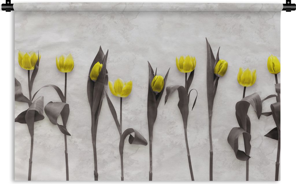 MuchoWow Wandteppich Wandbehang Blumen - Tulpen - Marmor 150x100 cm Tapisserie Dekoration Wandtuch - Waschbar - Tapisserien - Wand-Decke