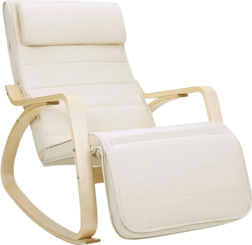 Fauteuil à bascule SWING beige, chaise longue à bascule de 150kg