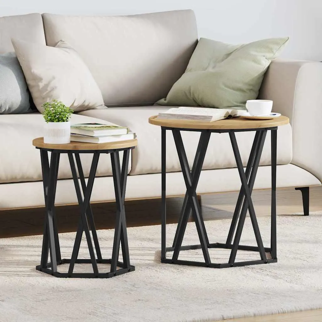 Tavolini da Salotto Rovere Artisan 50cm Set 2pz Arredo Design