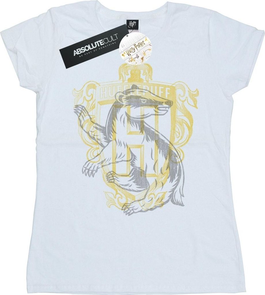 Harry Potter - "Hufflepuff" T-Shirt für Damen BI23789 (L) (Weiß)