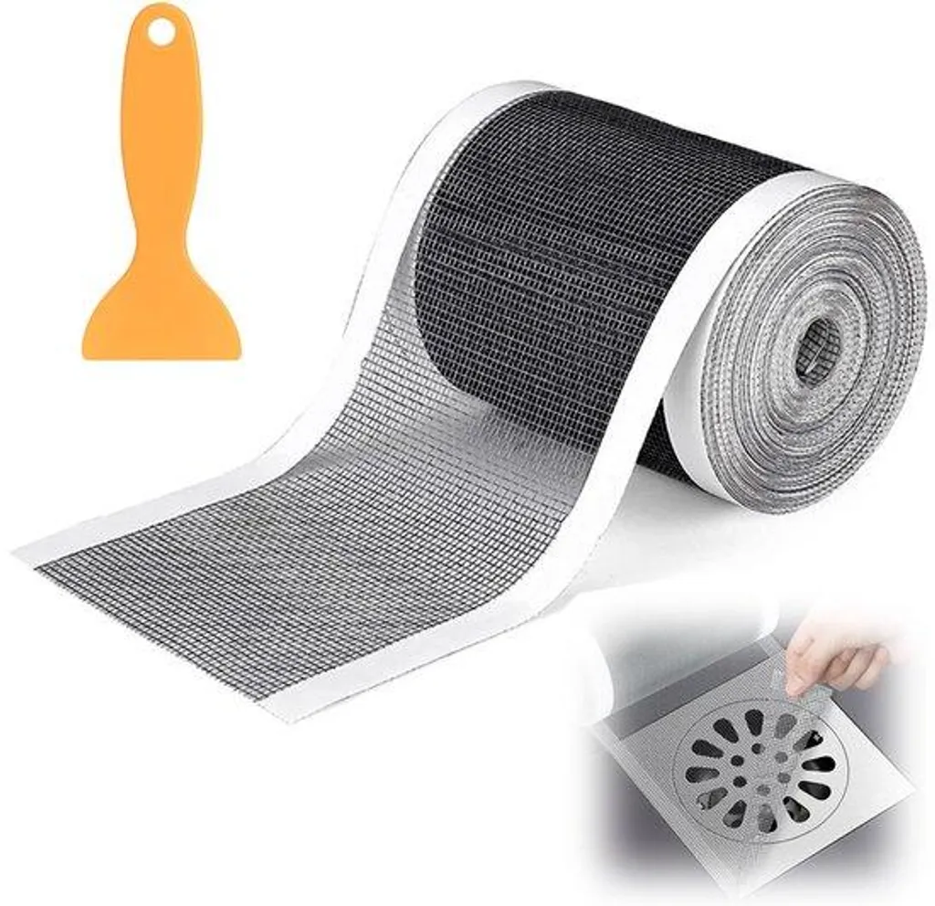Filtre douche 70 mm autocollant étanche - Maillage fin plastique blanc