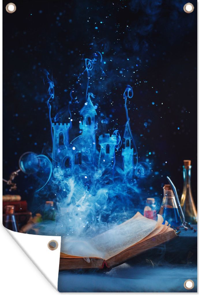MuchoWow 40x60 cm Outdoor-Poster Gartendeko Sichtschutz Garten Poster für den Garten Rauchschloss kommt aus dem Buch