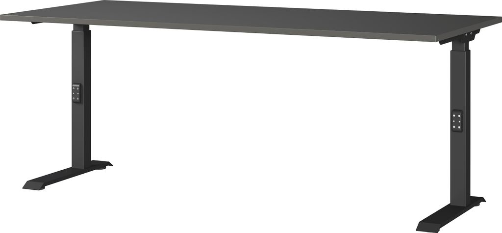 GERMANIA DOWNEY höhenverstellbarer Schreibtisch grafit rechteckig, C-Fuß-Gestell schwarz 180,0 x 80,0 cm
