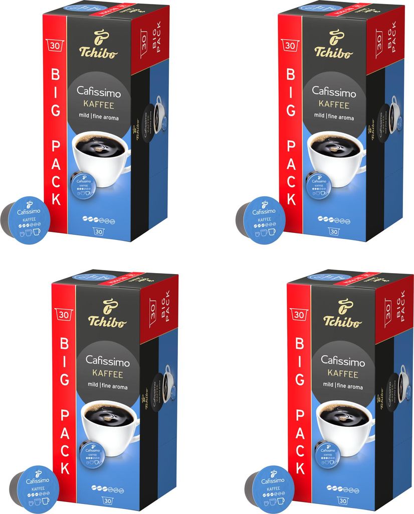 Tchibo Cafissimo Vorratsbox Kaffee Filterkaffee mild Kaffeekapseln, 120 Stück – 4x30 Kapseln (Kaffee, mild mit sanften Röstaromen), nachhaltig ...