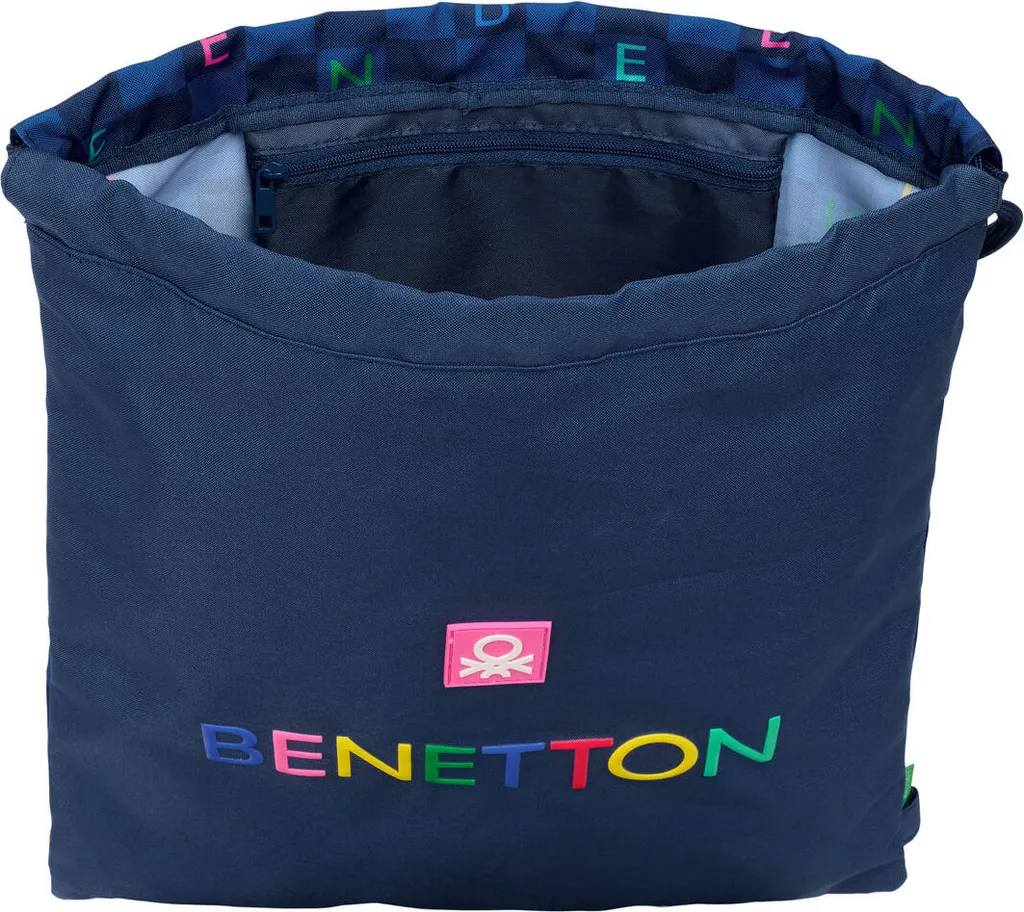 Safta BENETTON COOL - Zaino con patta per laptop da 15,6, ideale per diverse età, comodo e versatile, qualità e resistenza, 28 x 13 x 42 cm, colore blu marino, Blu navy