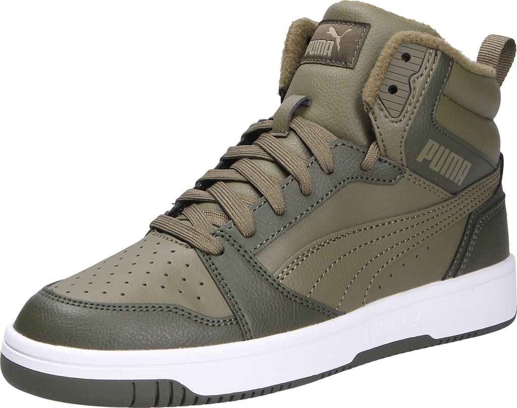 Puma Jungen Sneaker, grün(pumaolivepumawhite (002)), Gr. 4