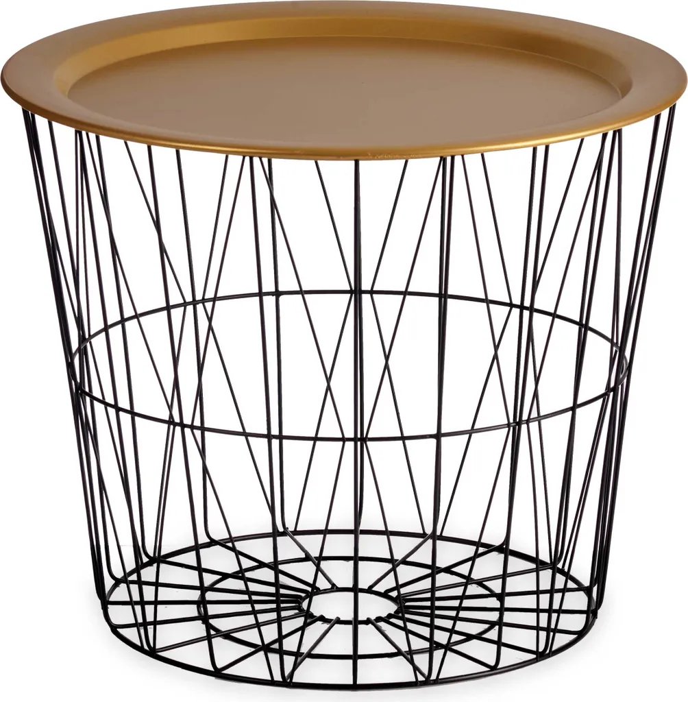 Petite table d'appoint pliante LUVO dorée ronde pour salon et balcon