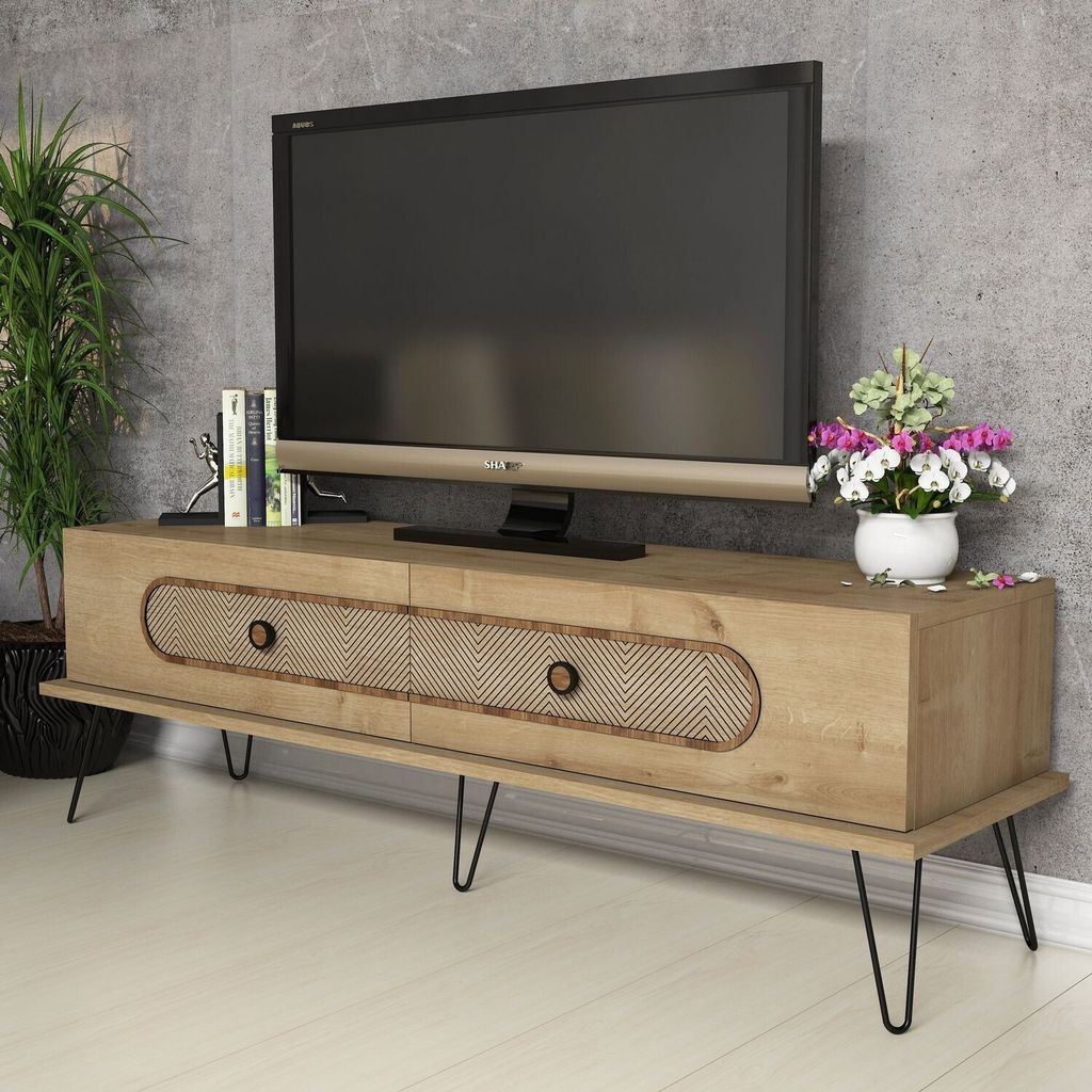 Skye Decor, Ekol- Ekol DEC, eichenfarbig, TV-Schränke, 45x145x40 cm, 100% Melaminbeschichtete Partikelplatte