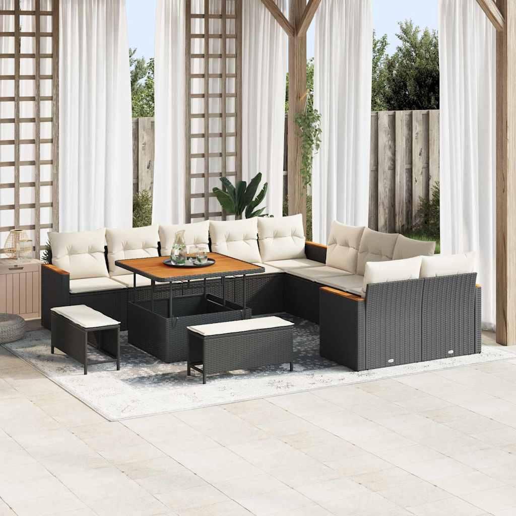 Maison Exclusive - Gartensofa-set 13 pcs Schwarz Poly-Rattan