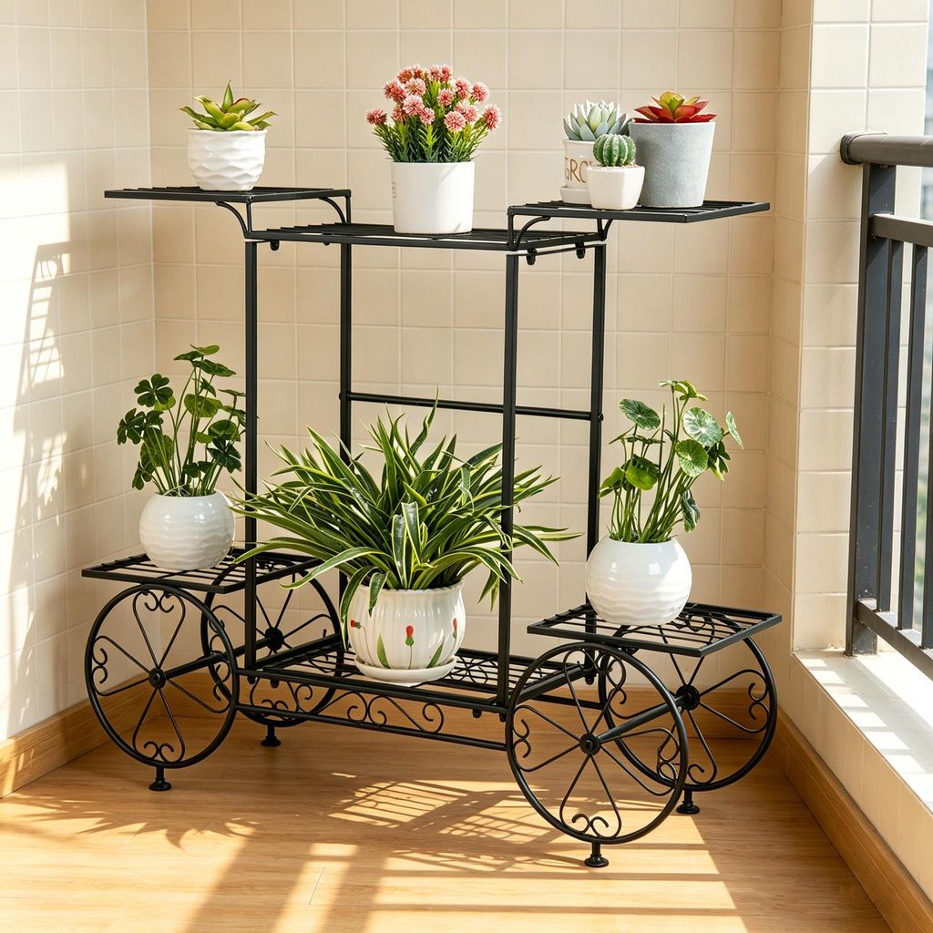 FATIVO Étagère à Fleurs en Métal 83 × 22 × 68,5 cm, Support Image du produit 