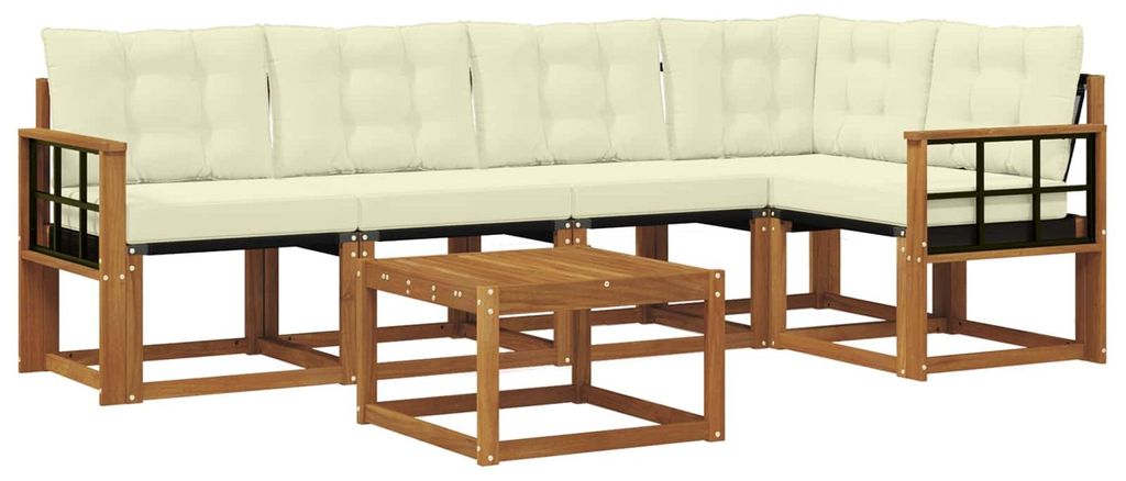 vidaXL Outdoor-Sofagarnitur mit Kissen 6 pcs Natur und Creme