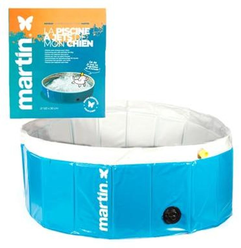 Martin-Pool mit Düsen blau weiß