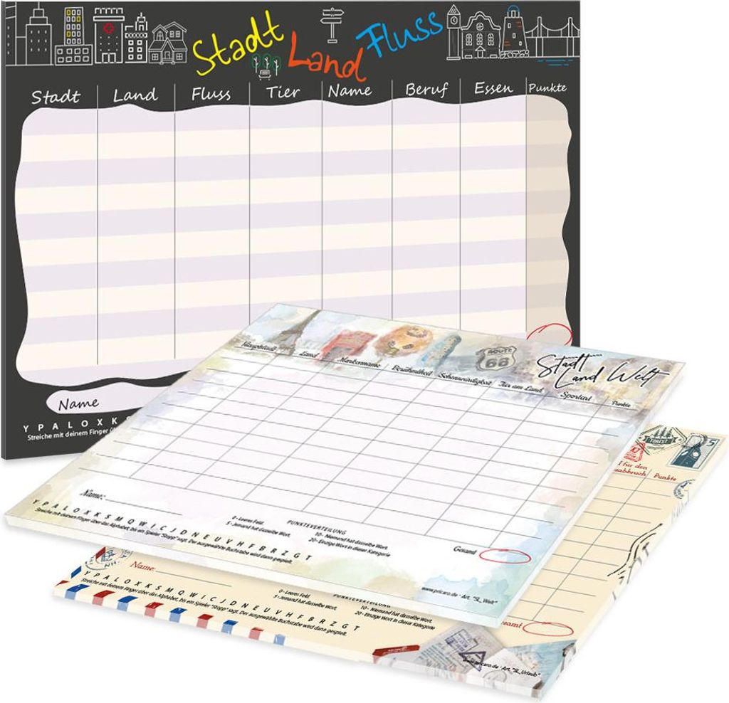 PRICARO Spielesammlung "Stadt Land Fluss", A4, 25 Blatt, 3 Stück