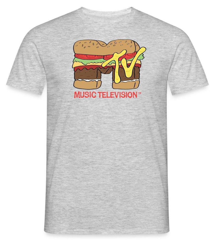 Spreadshirt MTV Music Television Burger-Logo Männer T-Shirt, XXL, Grau meliert