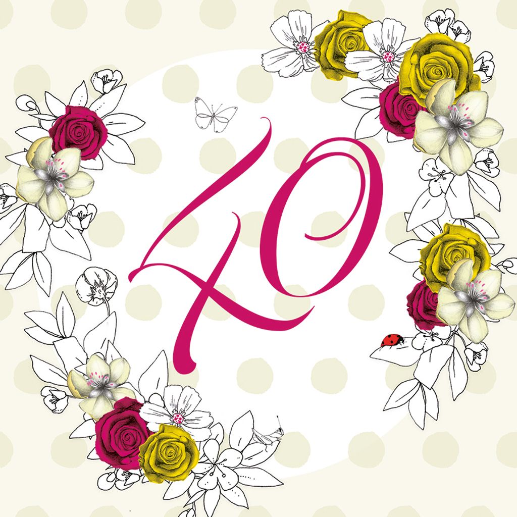 Clear Creations Swarovski-Karte „40. Geburtstag“ (quadratisch) mit Umschlag