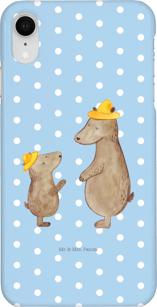 Mr. & Mrs. Panda Iphone XR Handyhülle Bären mit Hut - Blau Pastell - Geschenk, Premium Kunststoff, Muttertag, Handy Case, Vatertag, Lieblingsmens...