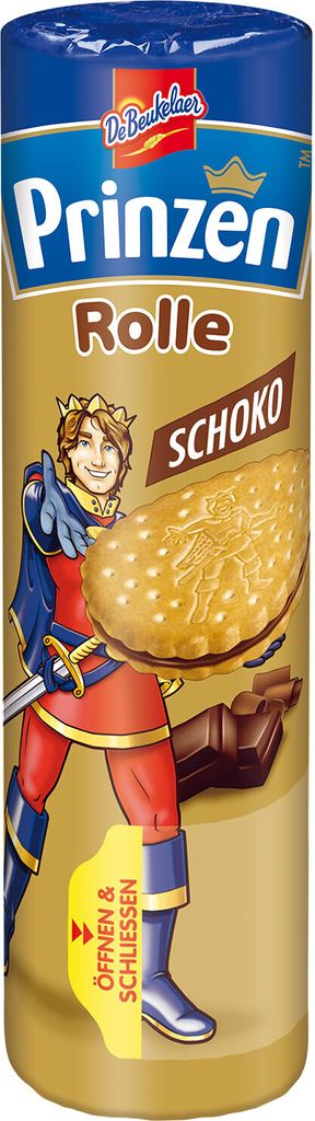 A product package featuring a cartoon prince holding a cookie.