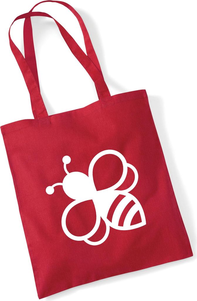 Huuraa Jutebeutel Biene Silhouette 10 Liter Classic Red Baumwolle Tasche Geschenkidee