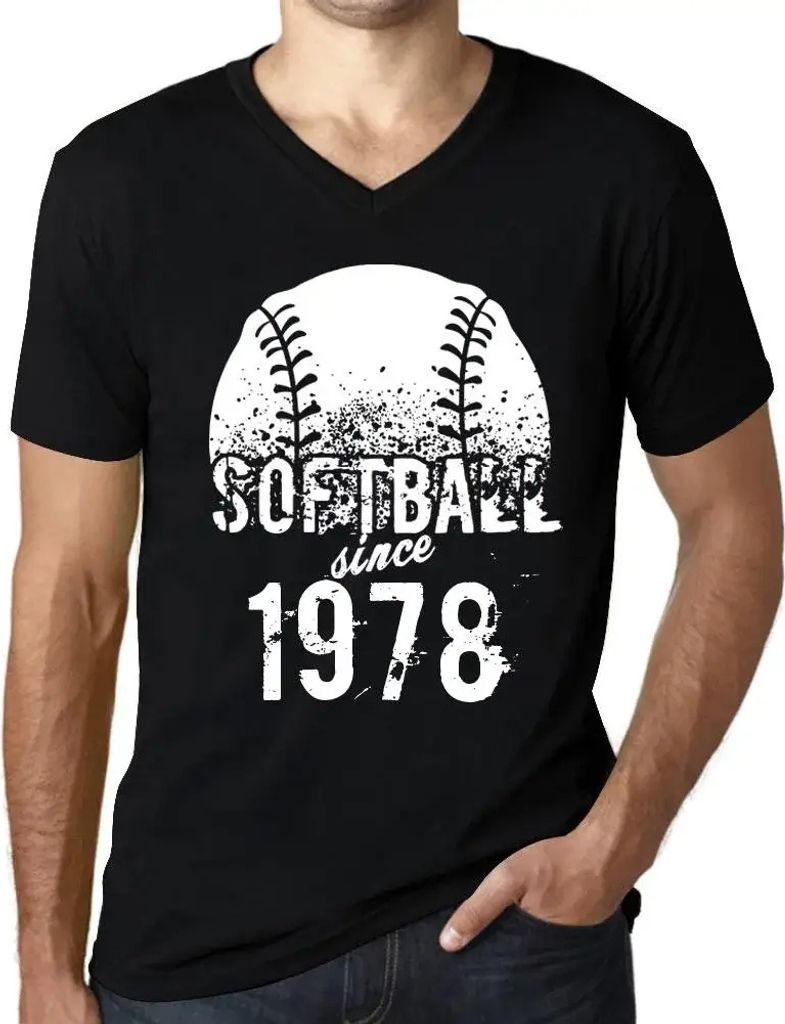 Herren Grafik T-Shirt V-Ausschnitt Softball seit 1978 – Softball Since 1978 – Geschenk 46. Geburtstag Jahrestag 46 Jahre Jubiläum 46 Jährige ...