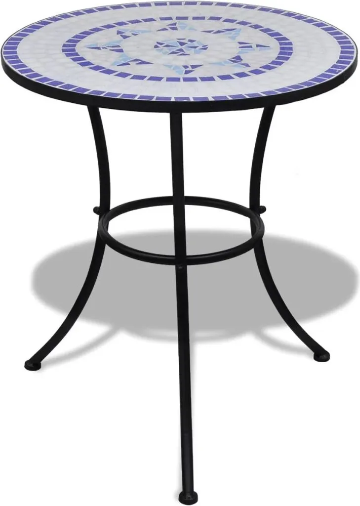 Salon de jardin mosaïque 3 pièces table et chaises bistrot en céramique