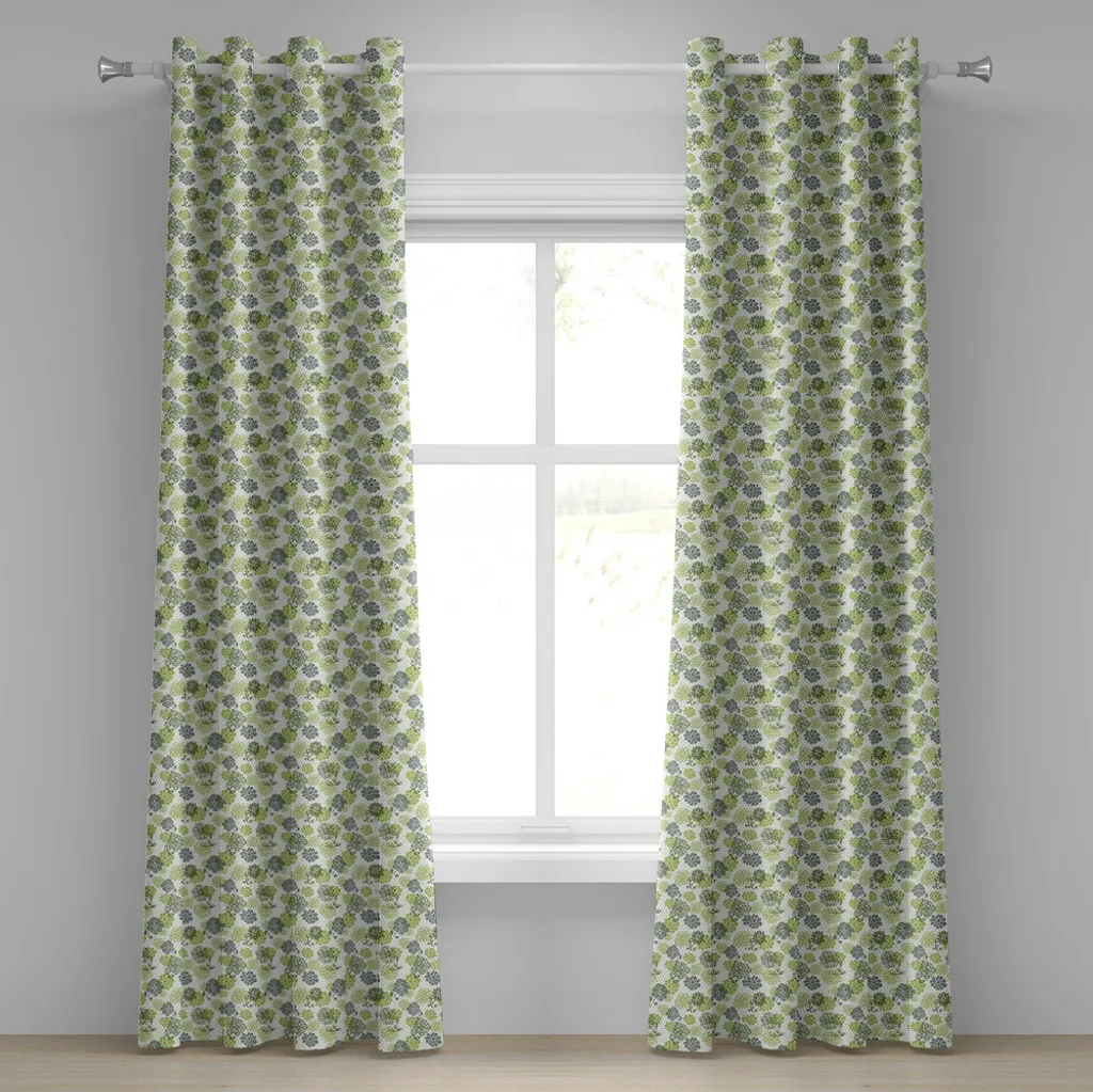 ABAKUHAUS Rideau à œillets fleurs abstraites 280x175 cm vert pomme