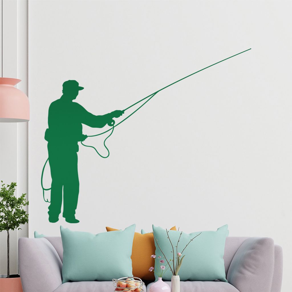 KIWISTAR Angler - Fischer Hobby Köder Wandtattoo in 6 Größen - Wandaufkleber Wall Sticker - Dekoration, Küche, Wohnzimmer, Schlafzimmer, Badezi...