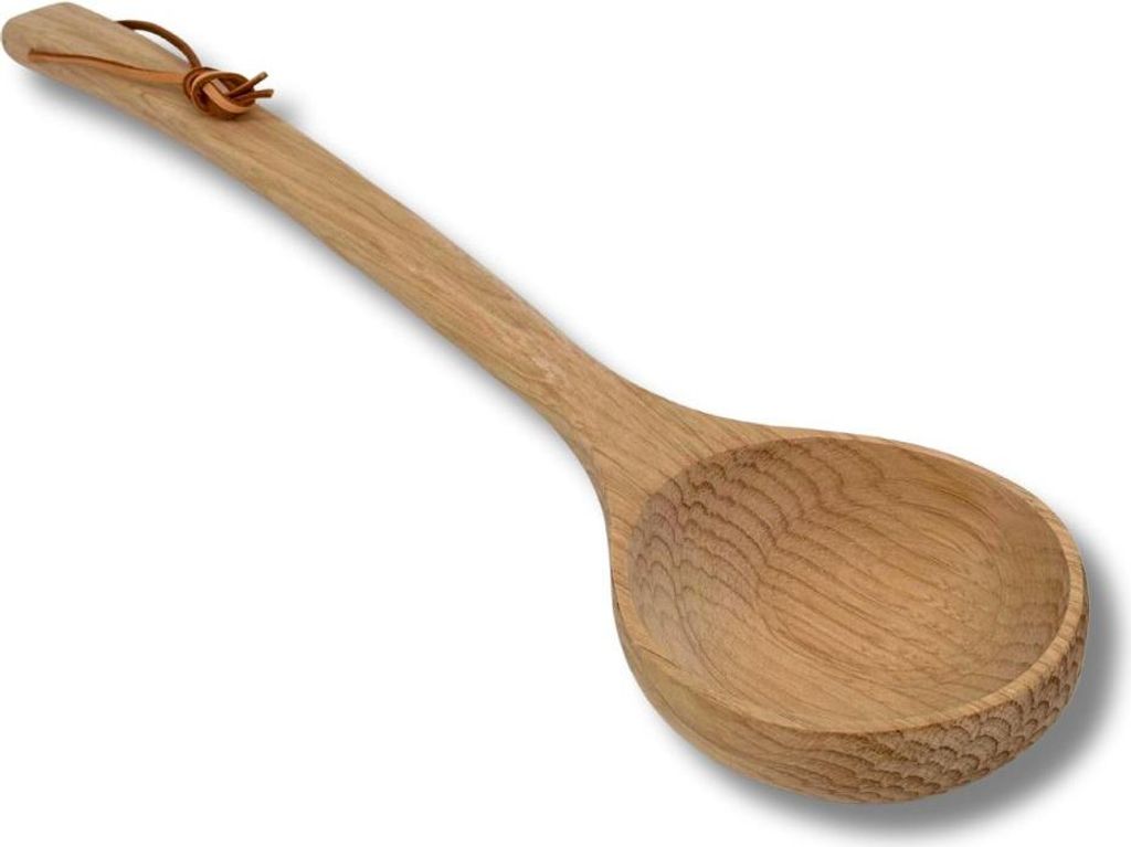 Aufgusskelle aus Komu-Holz 40 cm lang mit Lederriemen Produktbild 