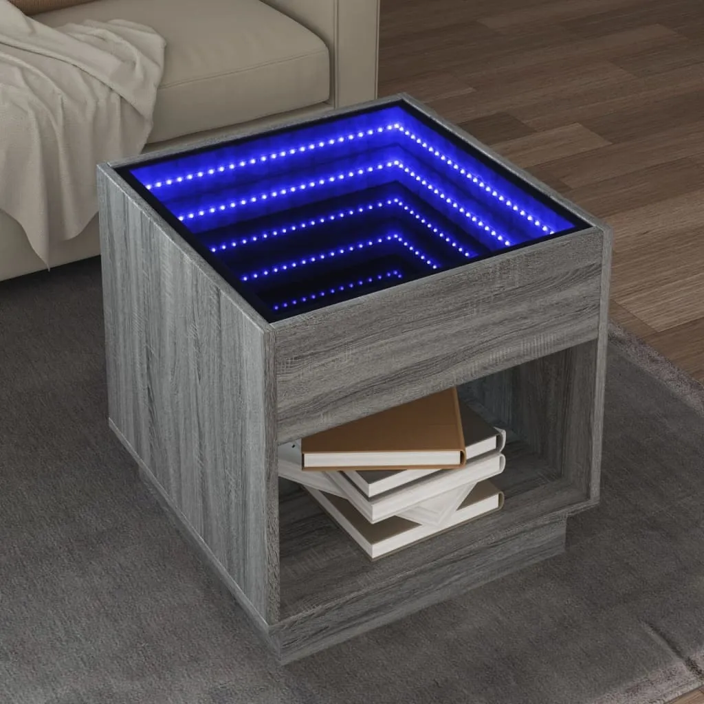 Tavolo da Caffè LED Infinity 3D Sonoma Grey - Cubo Luminoso 50cm